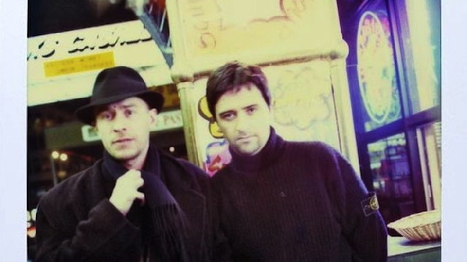 The The films across four decades... - My Polaroid of Matt and Johnny Marr on the streets of New York during "Slow Emotion Replay."