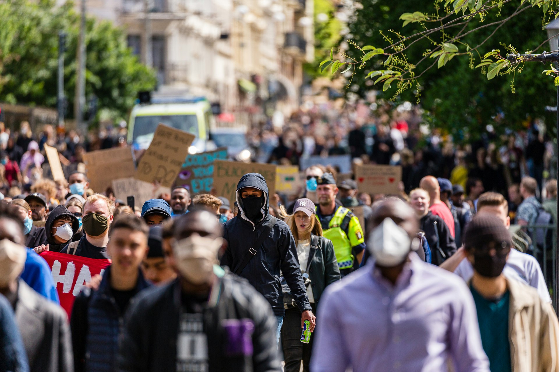 Protestors march through Gothenburg for #BlackLivesMatter