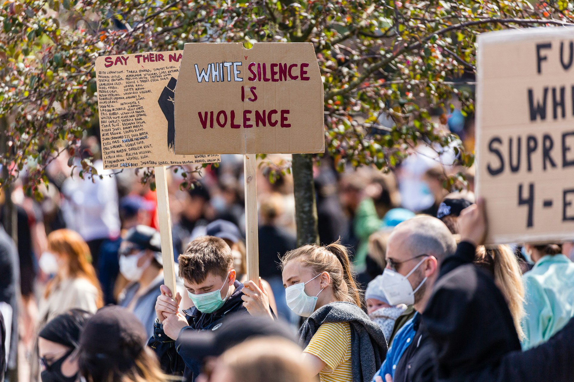 White Silence is Violence Placard at BLM GBG