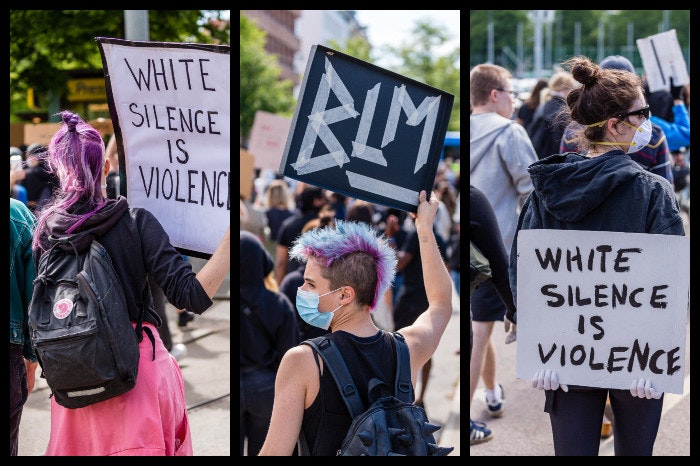 Three protestors at BLM March Gothenburg