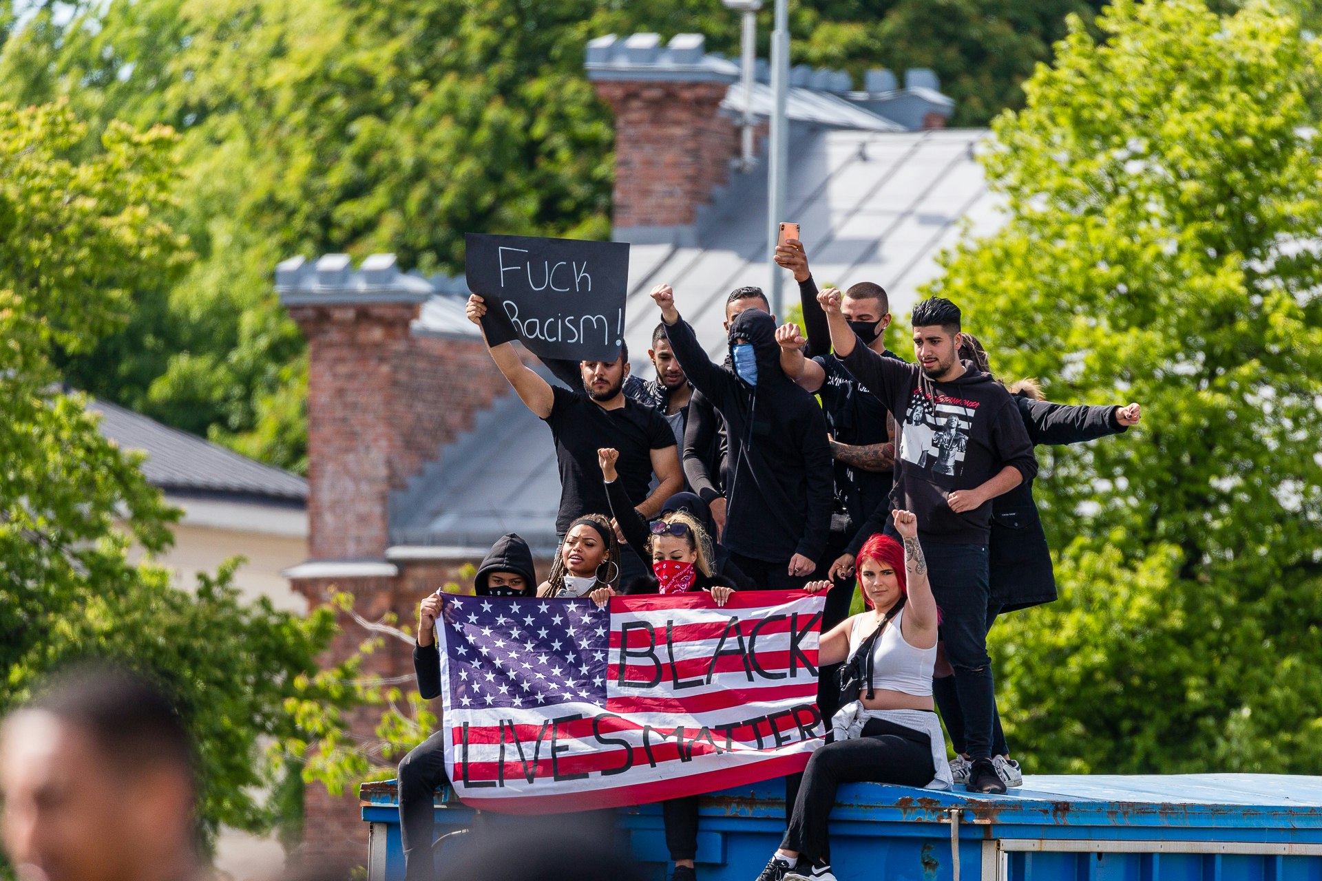 Black Lives Matter on the American Flag