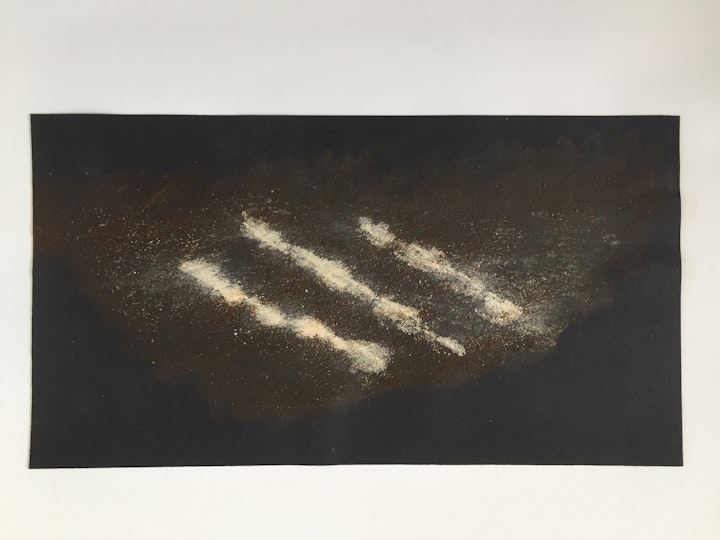 feannagan V (2014)
rust with PVA, overlaid with peat ash, 25cm x 14 cm
