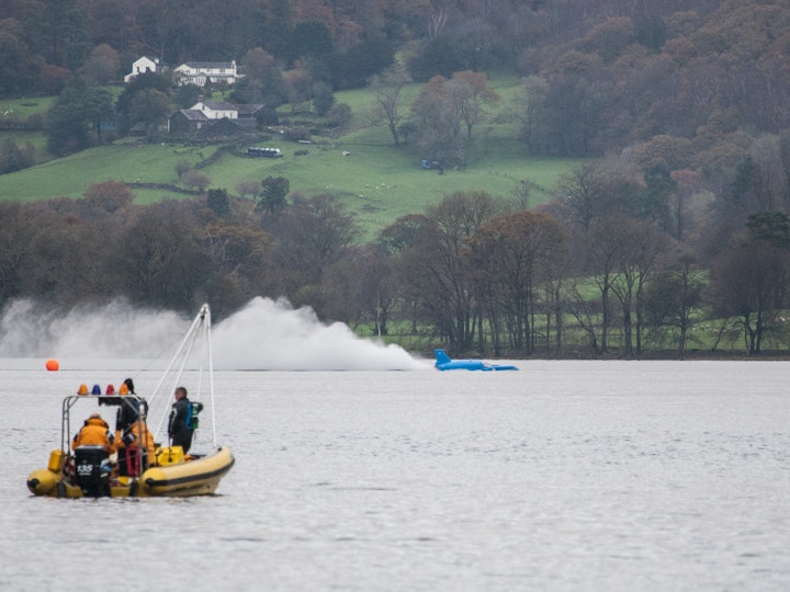 BlueBird Replica runs up the Jet Turbine on Coniston Water.