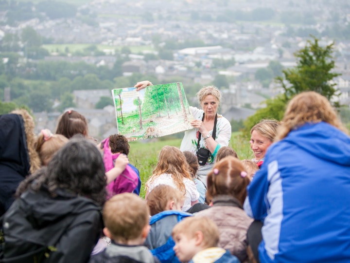 A walk out with the children and staff from Brantfield, Kendal Nursery School, in their outdoor classroom on 'The Nights' in Kendal.