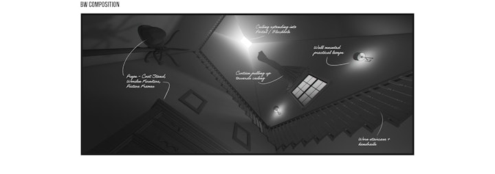 Process Template Fear Staircase Comp - A staircase concept to convey the visual and atmospheric effects for the “Fear The Dark” film pitch.