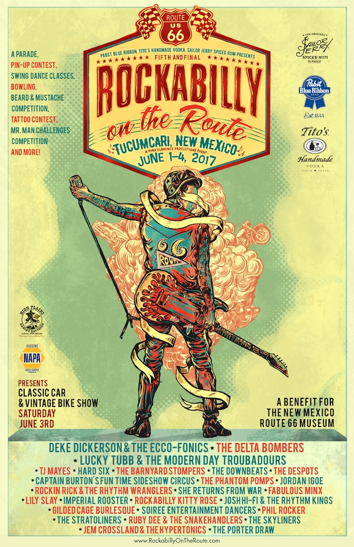 Poster Designs - Poster for Rockabilly On The Route Festival - Tucumcari, New Mexico - 2017