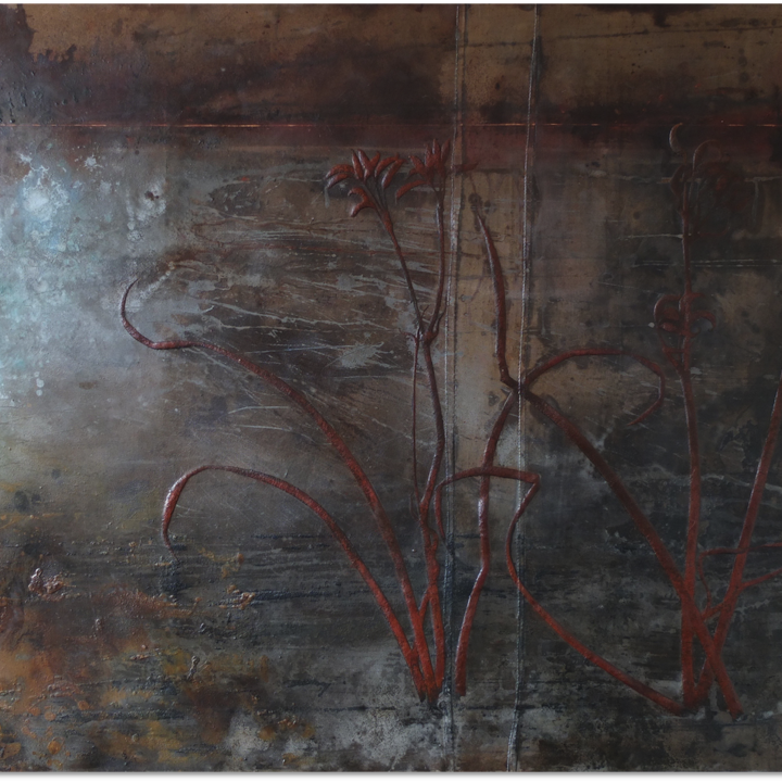 GREAT FEN II (164x112) 2014
Gesso, pigment, iron oxide, bitumen, beeswax
 on canvas tarpaulin