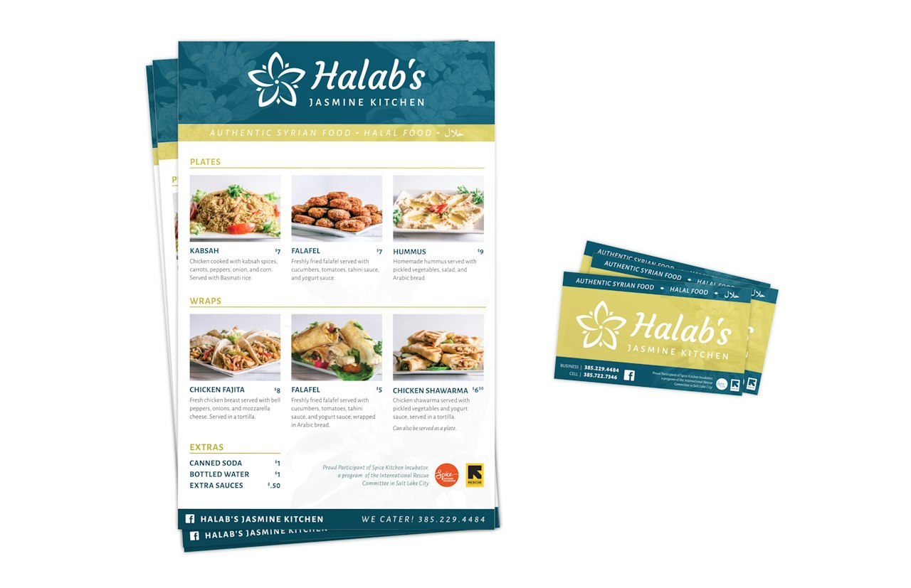 Halab Kitchen Menu Branding | Halab's Jasmine Kitchen - Johns Design
