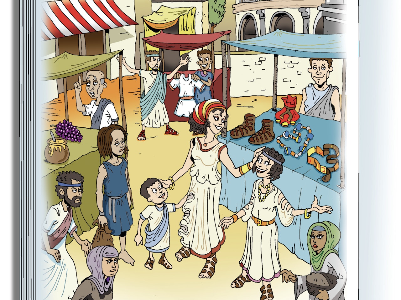 Book cover illustration animation  humorous comical colourful graphic cartoon anime educational publishing historical history rome aquaduct toga colosseum