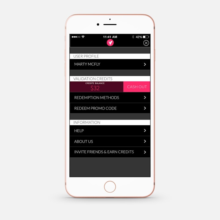 Once a user completed signup, the credit store & redemption options unlocked.