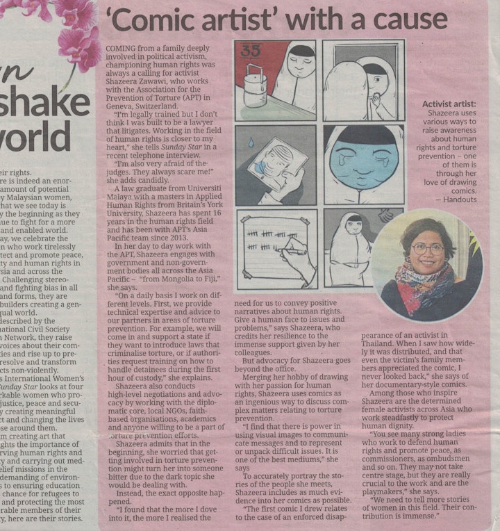 "Comic artist" with a cause
"Focus", Sunday Star
8 March 2020
Malaysia