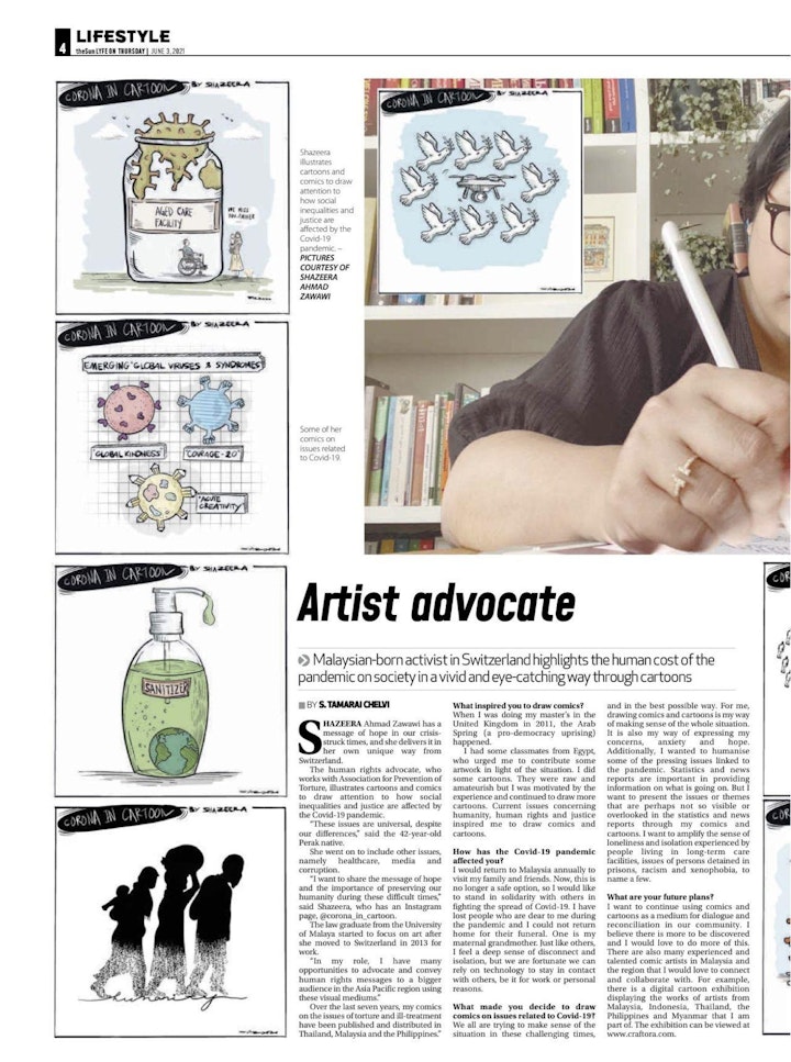 "Artis advocate"
Lifestyle Section
The Sun Daily, 3 June 2021
Malaysia