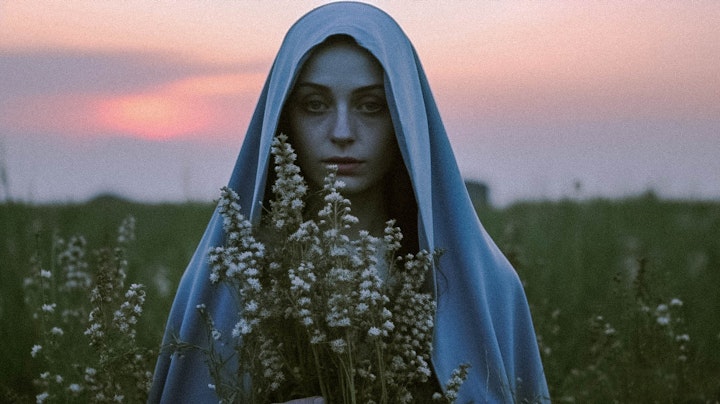 SARAH CLAVELLY - Sarahclavelouche_real_woman_Virgin_Mary_in_a_field_at_blue_ligh_2fe42001-74a7-40d5-82d3-115a9ba55d6b