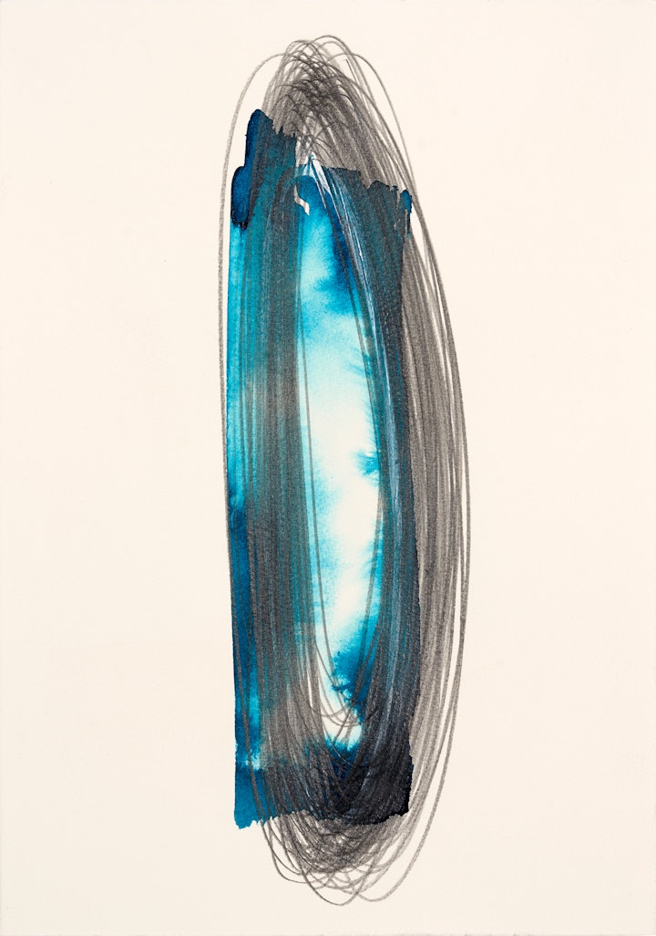 100 Lengths Through Blue
Ink and graphite on paper, 380 x 265mm, 2018