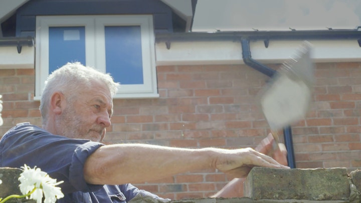 The Art of a bricklayer - Short sequence;  Tim compares mixing cement to mixing paint