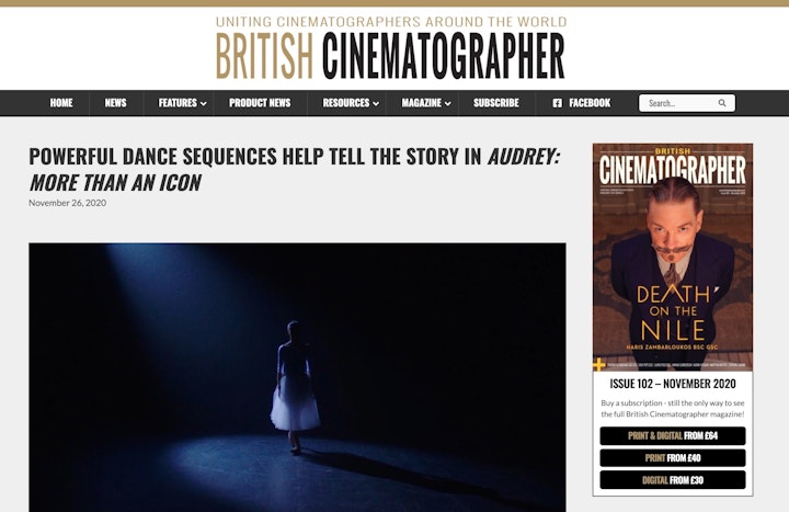 British Cinematographer Magazine features AUDREY