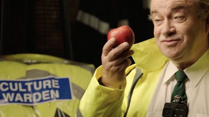 Harry Enfield becomes a Culture Warden and issues fines to member of the public for acting British. A campaign to bring awareness to the governments plans to raise taxes on British cider.