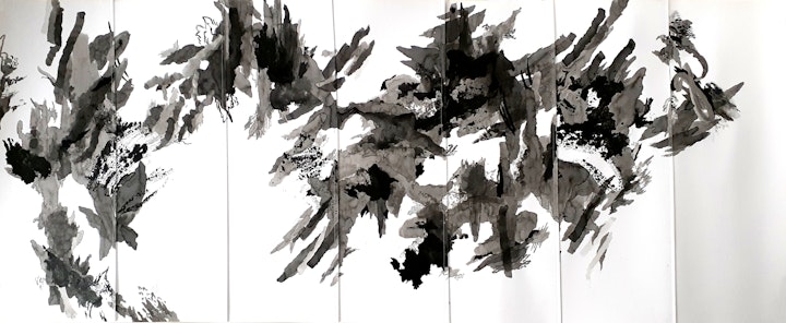 Advance - Justin Southey
2021
Advance
ink on stitched paper
1640mm x 640mm
ZAR 44 500
(framed)