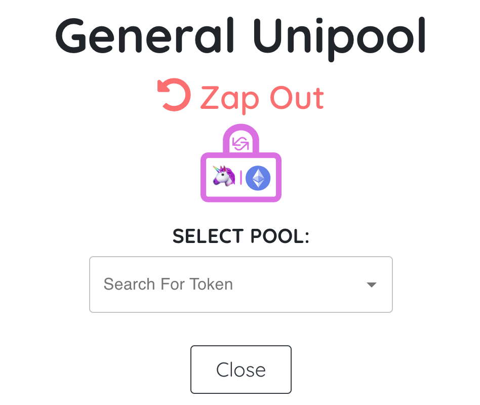 DeFiZap General Unipool Zap Out