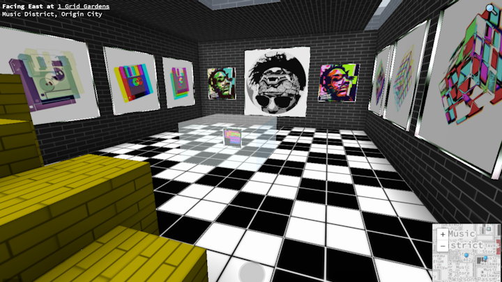 Artwork on display inside Studio 402 (my personal gallery located inside Cryptovoxels)