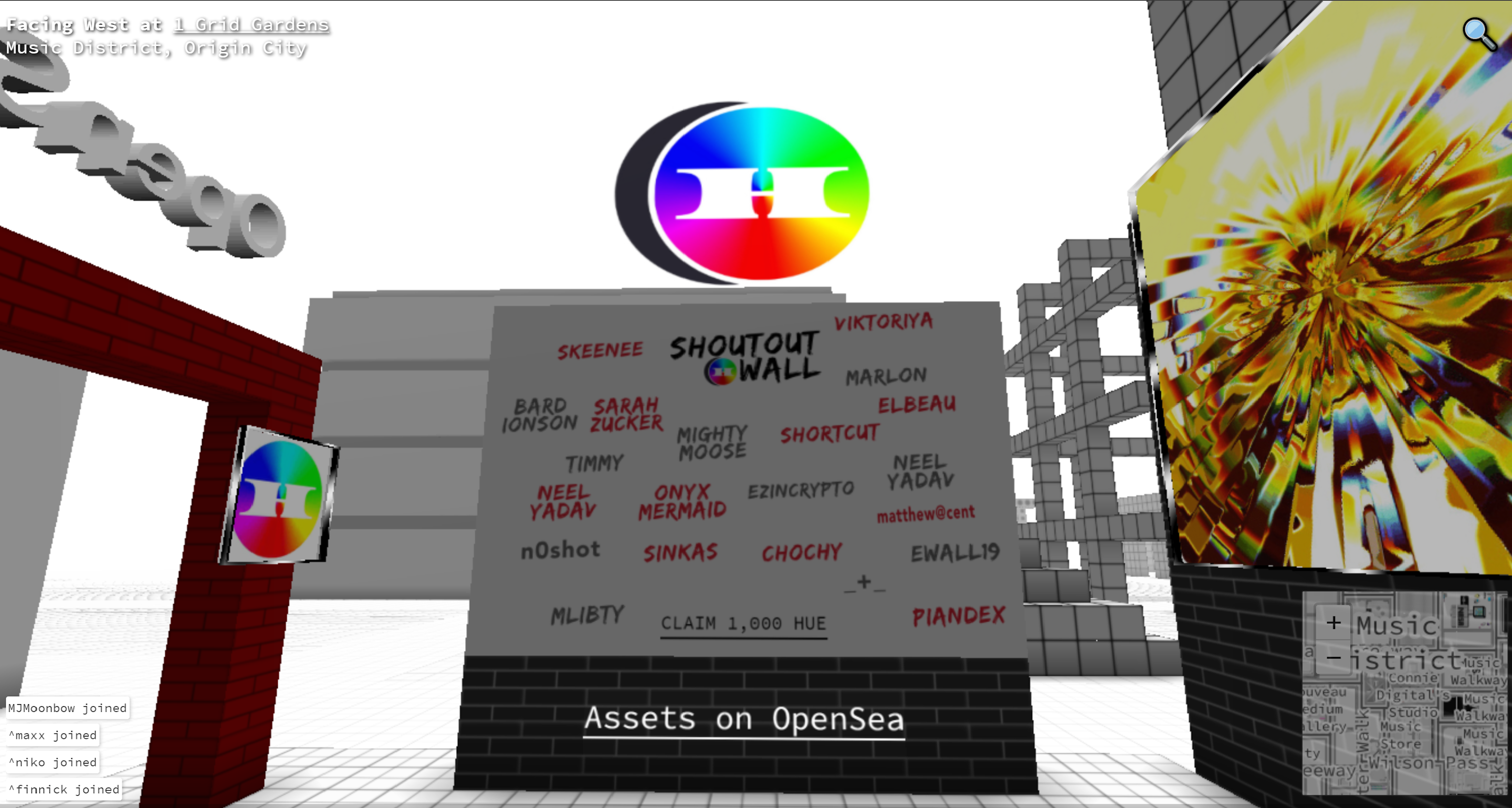Danky Club_Cryptovoxels_Connie Digital_Shoutout Wall
