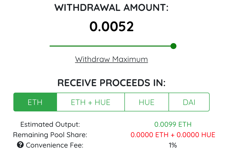 DeFiZap Withdrawal