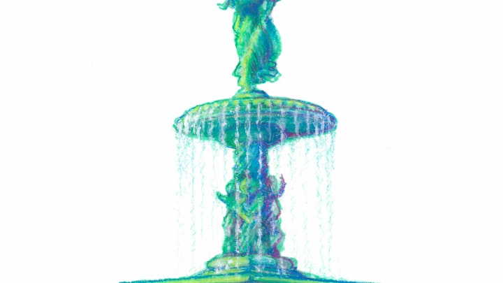 NYC PRIDE - Bethesda Fountain, Central Park. NYC Pride Series. (Marker, colored pencil, & gouache, 8"x8")