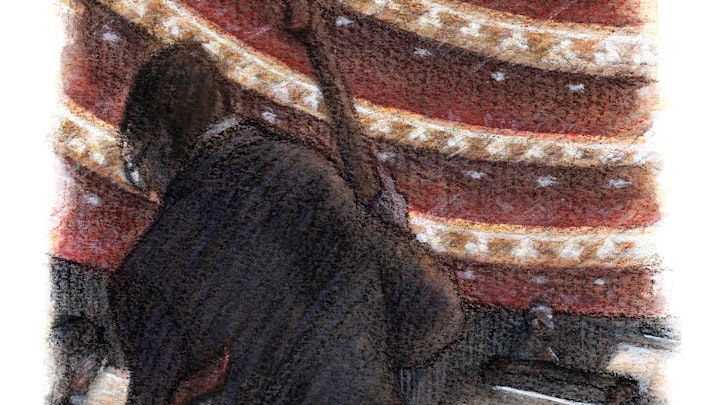 THEATER, OPERA, & BALLET - Orchestra pit, Royal Opera House. (Watercolor, gouache, & colored pencil)