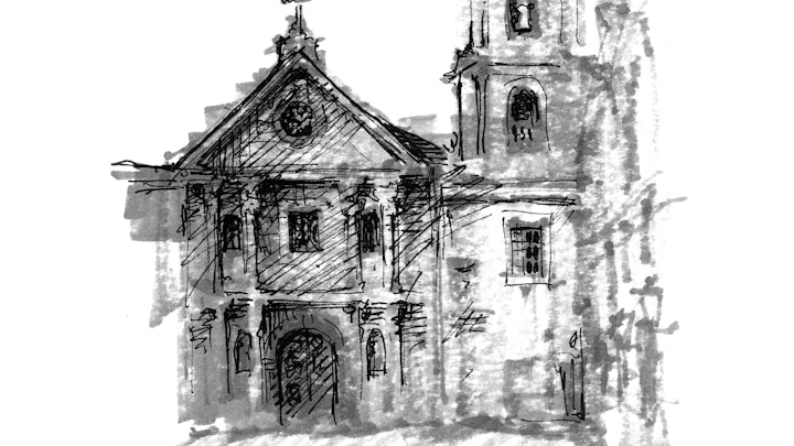CITIES, LANDSCAPES, & ARCHITECTURE - San Augustin Church. Intramuros, Manila, Philippines. (Pen & marker)