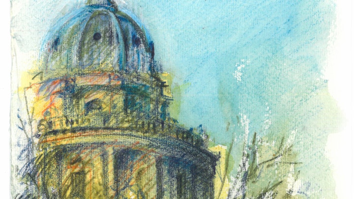 CITIES, LANDSCAPES, & ARCHITECTURE - Radcliffe Camera, Oxford. (Watercolor pencil on cotton rag paper)