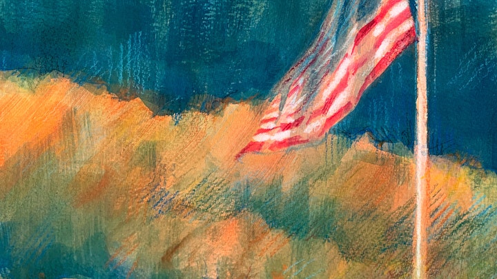 CITIES, LANDSCAPES, & ARCHITECTURE - Newtown, Connecticut. Detail. (Acrylic gouache & wax pastel)
