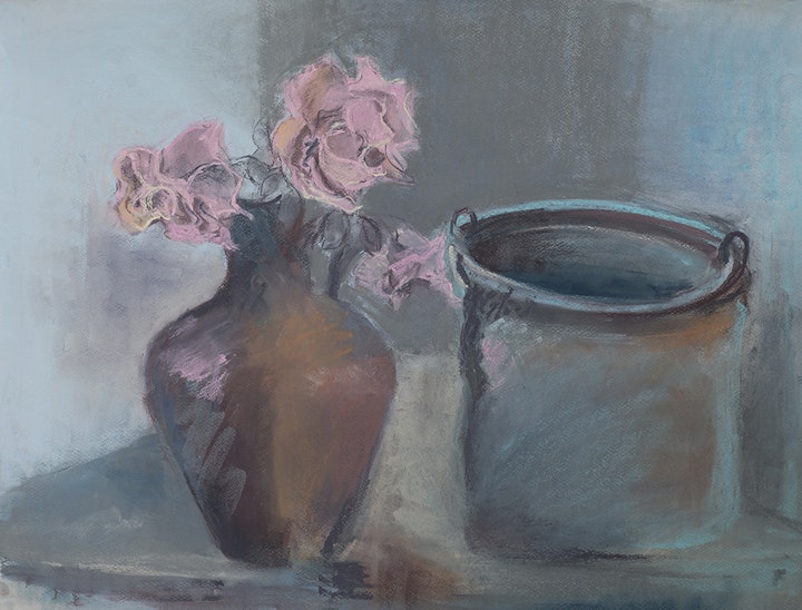 "Roses in Copper"
Pastel on textured paper - 26"W x 20"H
Katharine Gould