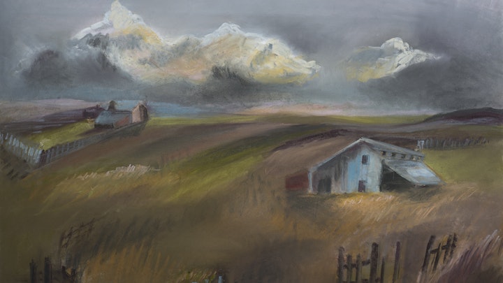 "In the Hills"
Pastel on textured paper - 30"H x 44"W
Katharine Gould
