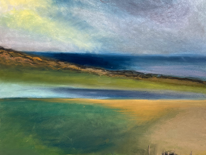 "SEA WALLS"
PASTEL ON TEXTURED PAPER - 52"H X37"W (FRAMED)
KATHARINE GOULD
2023