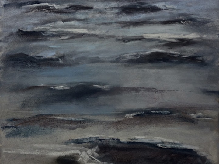 "Left At Sea"
Pastel on textured paper - 38"H x 30"W (framed)
2019, Katharine Gould