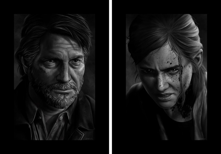 The Last of Us Part II - Character Portraits - Joel & Ellie

These portraits were initially conceived as a pair, Joel & Ellie's relationship is the heart of The Last of Us. It wasn't until after the second game was released and I had finished it that I went back and added Abby.

The Last of Us Part II is one of the best games I have ever played, and definitely one of the best narratives in video games. It's impressive on every front, be it technical or in the bold themes it tackles. A fitting and poignant follow up to the legendary first game.