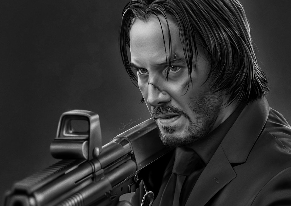 Black and White Character Portraits - John Wick
One of the greatest action movie franchises of the last few decades.
Drawn in Procreate on iPad Pro.