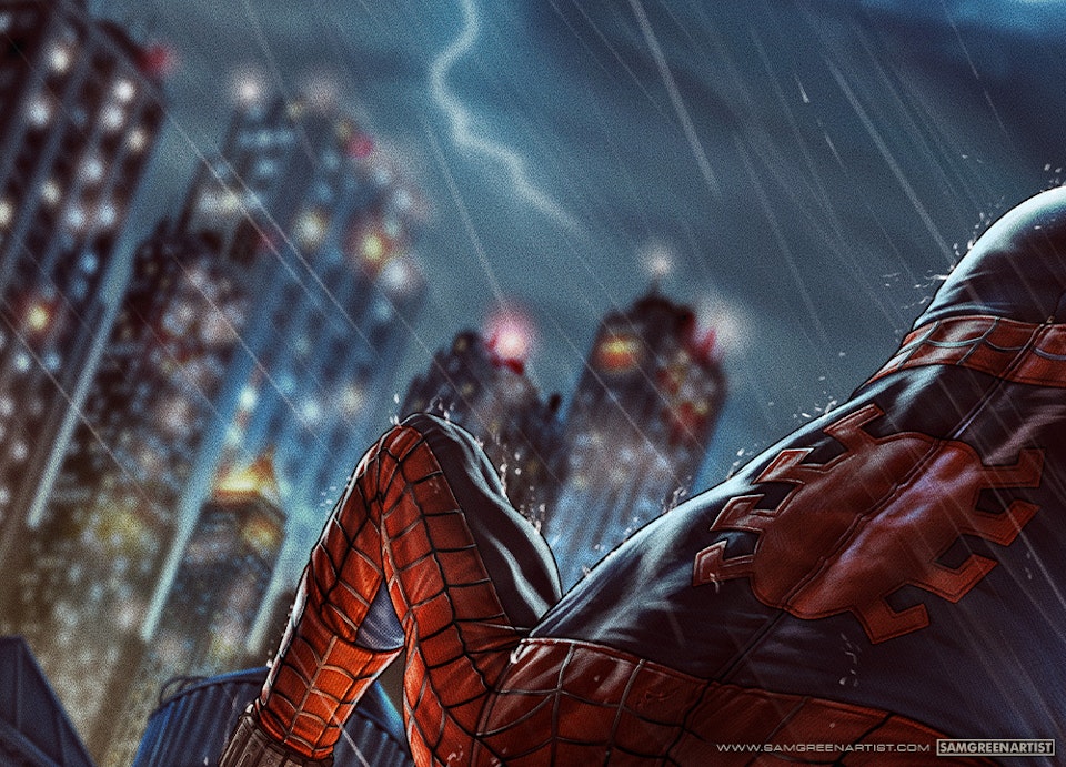 The Amazing Spider-Man - Officially licensed fine art print (Gray Matter Art) - Detail crop
