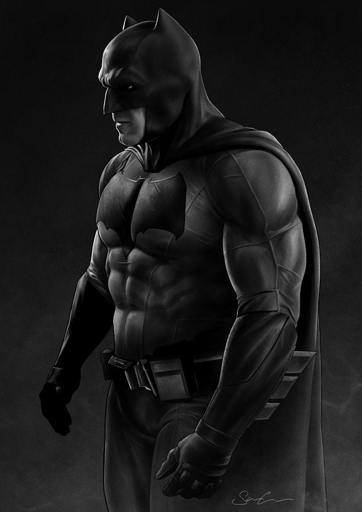 Batman Illustrations - Ben Affleck's portrayal of Batman. A controversial depiction of the character, but his on screen presence cannot be denied. When properly lit and shot, the suit from this film is among the best the character has ever looked.

Drawn in Procreate on iPad Pro.