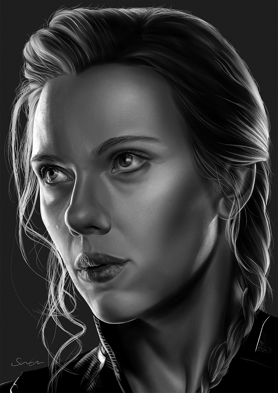 Black and White Character Portraits - Natasha Romanoff - Black Widow