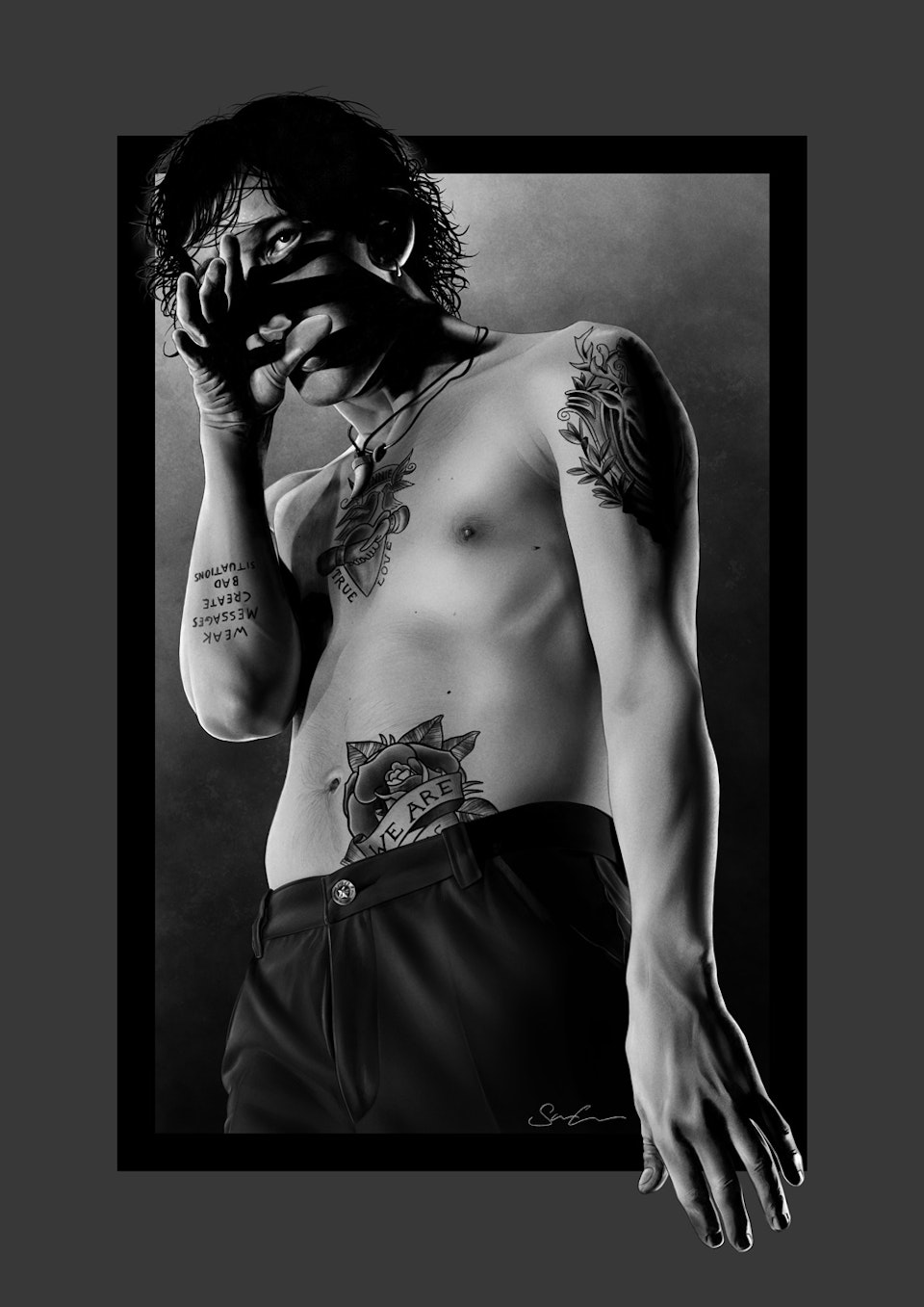 Musician Portraits - Matty Healy Illustration
Procreate on iPad Pro
The 1975 are my favourite bands, and I've wanted to make some art relating to them for a while. 
Offsetting the portrait of the bands frontman Matty is the 'box' logo motif synonymous with the band.