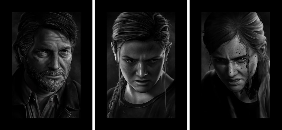 The Last of Us Part II - Character Portraits - Joel, Abby & Ellie

The three playable main characters from The Last of Us Part I & II.