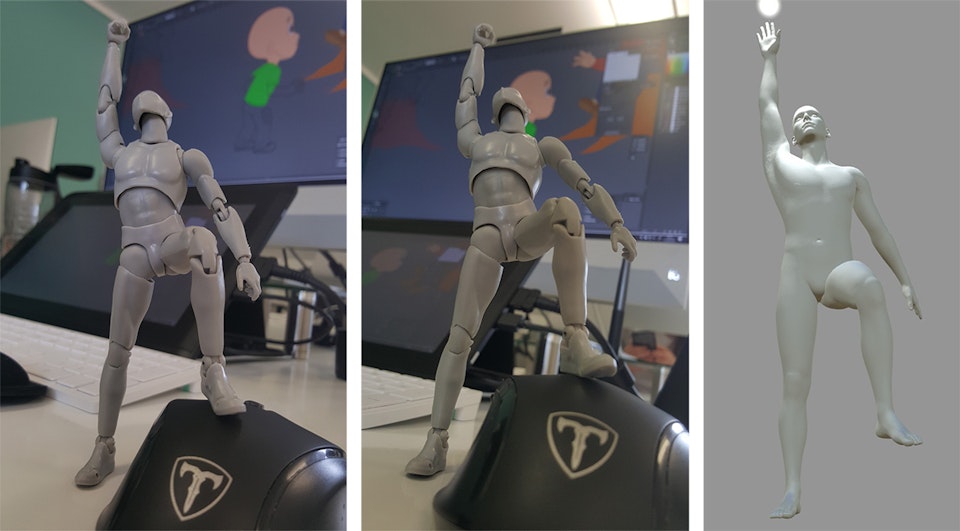 Captain America - Mjolnir - Gathering pose and lighting reference. I've had this Body Kun reference figure for a little while but haven't used it a great deal, I wanted to take some posed shots of it just to help inform the proportions of the finished drawing.