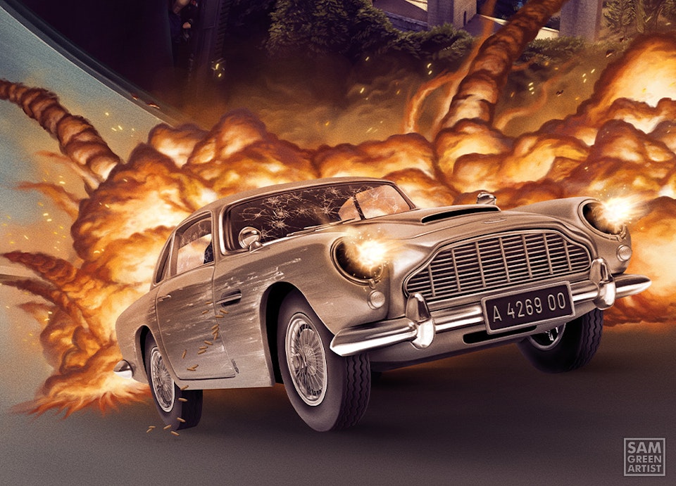 No Time To Die (Private Commission) - Detail crop - Bond's iconic Aston Martin DB5.