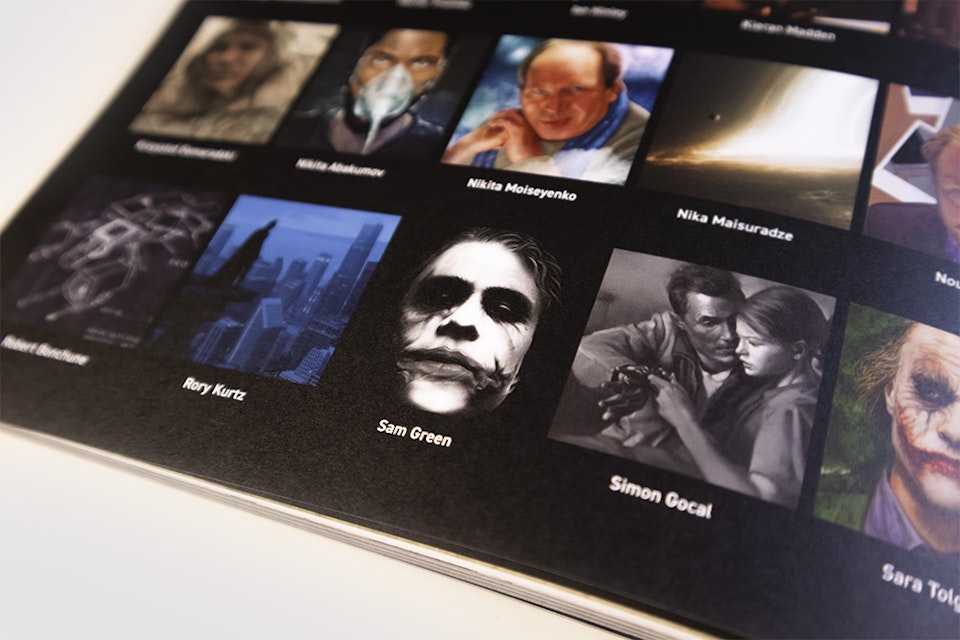 Published work - Credits of artists featured in the issue. It was an honour to be featured alongside some of my favourite artists, such as Rory Kurtz and Krzysztof Domaradzki.