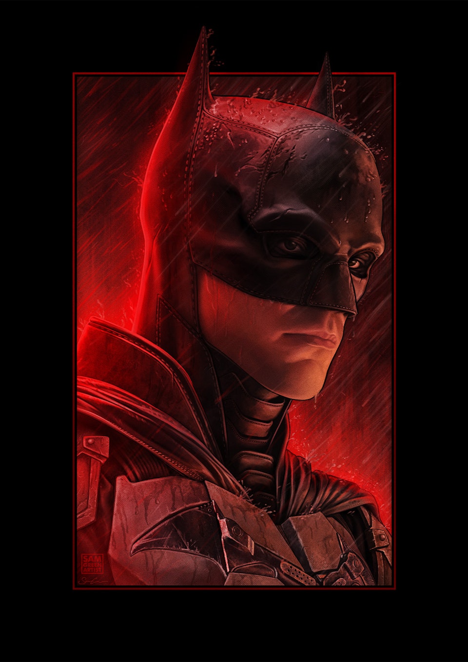 The Batman - Fan Art - The Batman - Character portrait (2022)
One of my most anticipated movies of 2022. Batman has been my favourite character in pop culture since very early in childhood. This iteration of the character looks to be everything I've ever wanted from a Batman film.
In this anticipation, I wanted to illustrate some more fan art for the film. I wanted to paint a portrait evocative of the red lit, rain soaked mood of the film.
Painted in Procreate on iPad Pro.