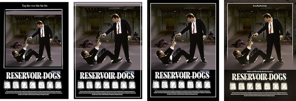 Reservoir Dogs - From here, I worked the photo mock-up into my initial thumbnail sketch and explored composition further, tightening it up along the way and figuring out how things would sit.