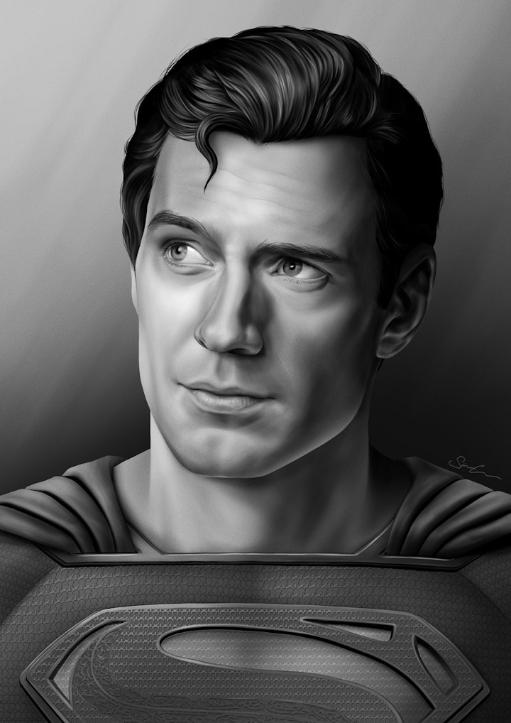 DCEU Illustrations - Original greyscale drawing before colouring.