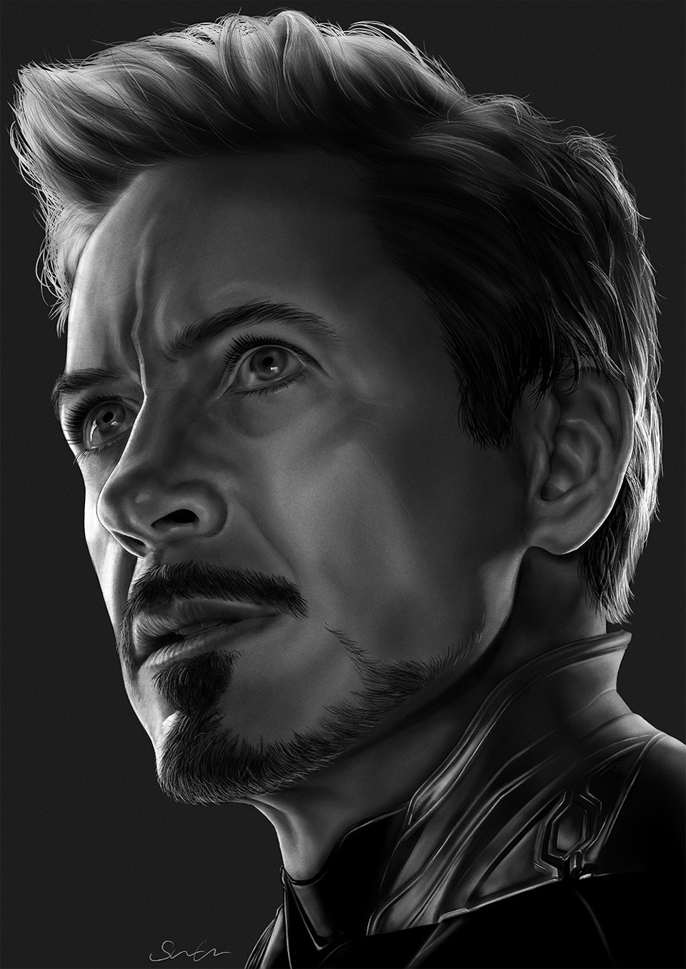 Black and White Character Portraits - Tony Stark - Iron Man