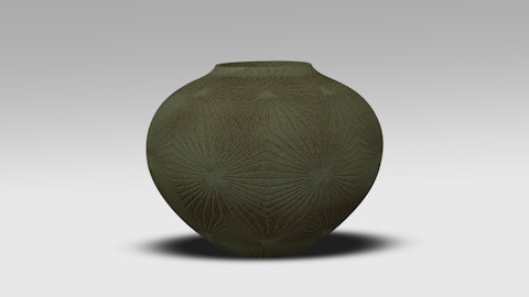 Algae green ceramic vase by Koji Arata